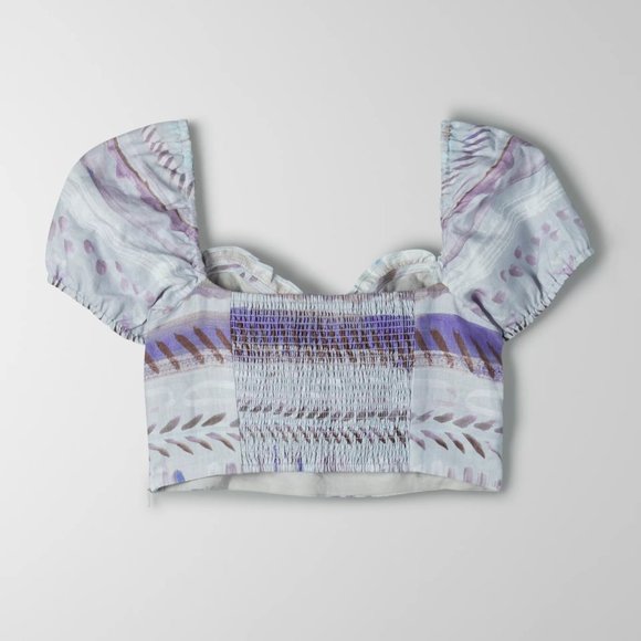 Aritzia Wilfred Wander Linen Puff-Sleeve Blouse Medium - Picture 4 of 12